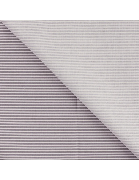 Tissu, Popeline de Coton Rayures, Gris & Blanc, Laize 150 cm, 100% Coton