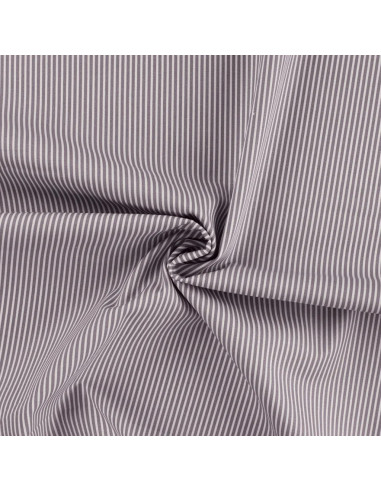 Tissu, Popeline de Coton Rayures, Gris & Blanc, Laize 150 cm, 100% Coton