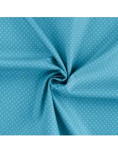 Tissu, Popeline de Coton Pois, Bleu, Laize 150 cm, 100% Coton 120g/m² 2