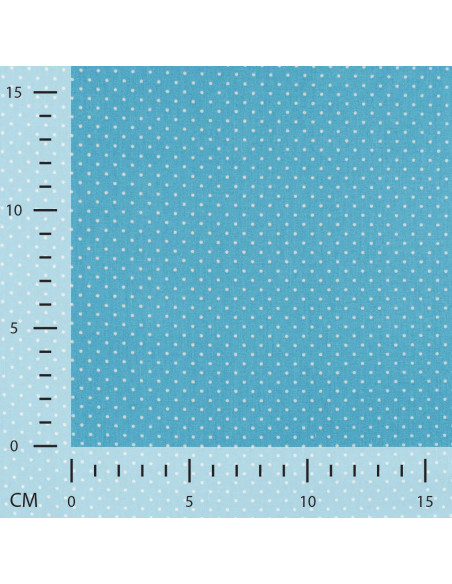 Tissu, Popeline de Coton Pois, Bleu, Laize 150 cm, 100% Coton 120g/m²
