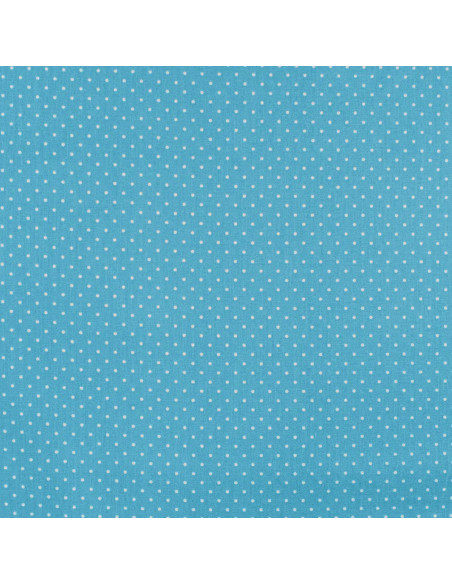 Tissu, Popeline de Coton Pois, Bleu, Laize 150 cm, 100% Coton 120g/m²