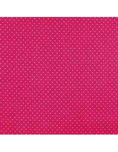 Tissu, Popeline de Coton à Pois, Rose Fuchsia, Laize 150 cm, 100% Coton