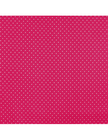 Tissu, Popeline de Coton à Pois, Rose Fuchsia, Laize 150 cm, 100% Coton