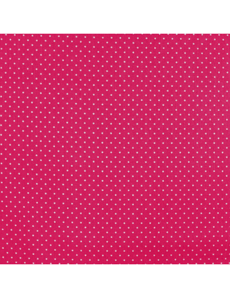 Tissu, Popeline de Coton à Pois, Rose Fuchsia, Laize 150 cm, 100% Coton