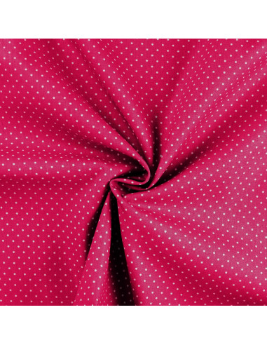 Tissu, Popeline de Coton à Pois, Rose Fuchsia, Laize 150 cm, 100% Coton