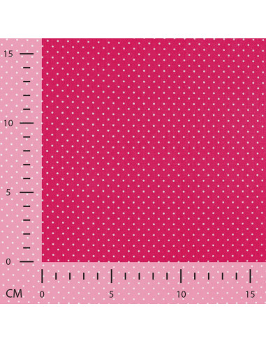 Tissu, Popeline de Coton à Pois, Rose Fuchsia, Laize 150 cm, 100% Coton