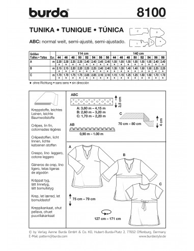 Patron Burda 8100 Tunique