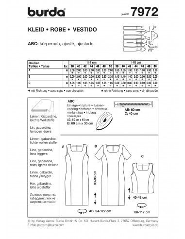 Patron Burda 7972 - Robe du 34 au 48 (FR)