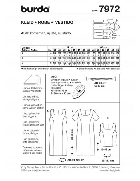 Patron Burda 7972 - Robe du 34 au 48 (FR)