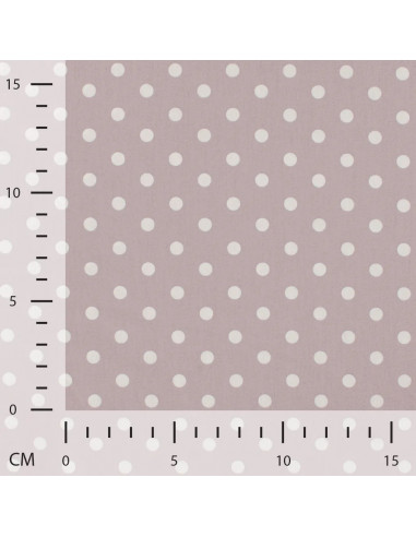 Tissu, Popeline de Coton Gros Pois Blancs, Rose Poudré, Laize 150 cm, 100% Coton