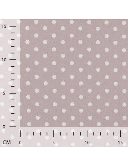 Tissu, Popeline de Coton Gros Pois Blancs, Rose Poudré, Laize 150 cm, 100% Coton
