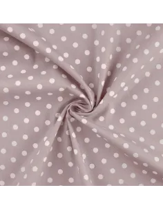 Tissu, Popeline de Coton Gros Pois Blancs, Rose Poudré, Laize 150 cm, 100% Coton 2