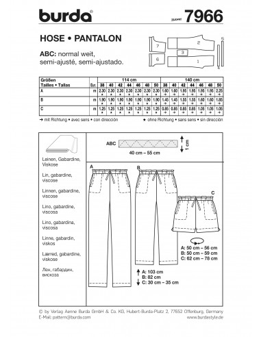 Patron Burda 7966 Pantalon