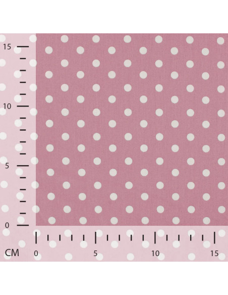 Tissu, Popeline de Coton Gros Pois, Rose, Laize 150 cm, 100% Coton