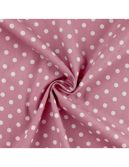 Tissu, Popeline de Coton Gros Pois, Rose, Laize 150 cm, 100% Coton
