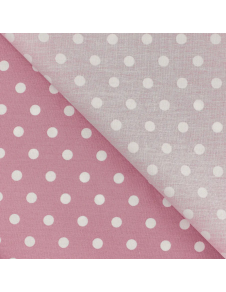 Tissu, Popeline de Coton Gros Pois, Rose, Laize 150 cm, 100% Coton