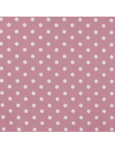 Tissu, Popeline de Coton Gros Pois, Rose, Laize 150 cm, 100% Coton