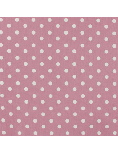 Tissu, Popeline de Coton Gros Pois, Rose, Laize 150 cm, 100% Coton