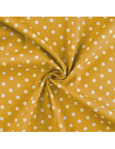 Popeline de coton, gros pois, jaune moutarde 2