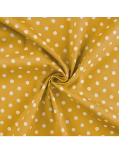 Tissu, Popeline de Coton Gros Pois, Jaune Moutarde, Laize 150 cm, 100% Coton 2