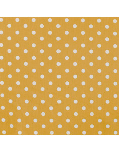 Popeline de coton, gros pois, jaune moutarde