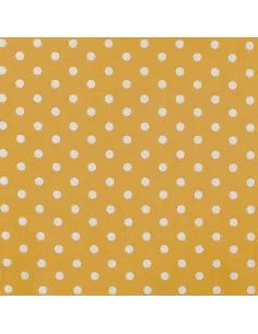 Tissu, Popeline de Coton Gros Pois, Jaune Moutarde, Laize 150 cm, 100% Coton