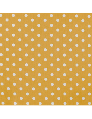 Tissu, Popeline de Coton Gros Pois, Jaune Moutarde, Laize 150 cm, 100% Coton