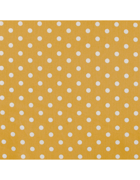 Tissu, Popeline de Coton Gros Pois, Jaune Moutarde, Laize 150 cm, 100% Coton