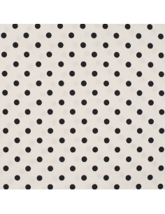 Popeline de coton, gros pois, blanc