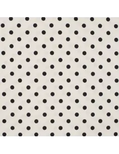 Tissu, Popeline de Coton Gros Pois, Blanc et Noir, Laize 150 cm, 100% Coton