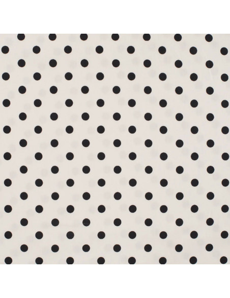 Tissu, Popeline de Coton Gros Pois, Blanc et Noir, Laize 150 cm, 100% Coton