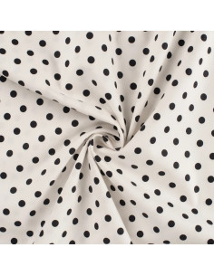 Popeline de coton, gros pois, blanc 2