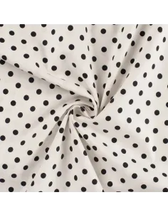 Tissu, Popeline de Coton Gros Pois, Blanc et Noir, Laize 150 cm, 100% Coton 2
