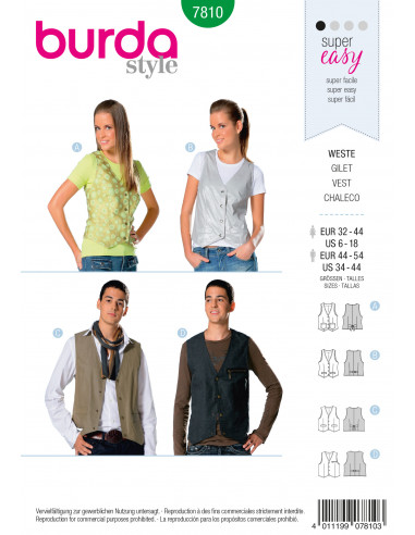 Patron Burda 7810 Gilet