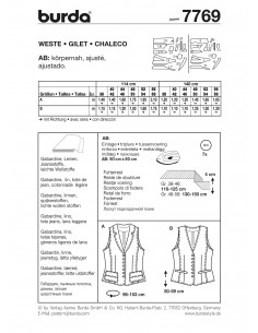 Patron Burda 7769 - Gilet Femme du 40 au 60 2