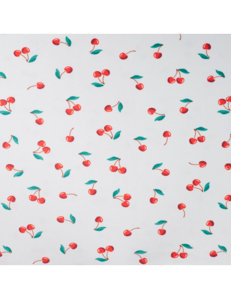 Tissu, Minky Stretch Imprimé, Cerises Multicolores, Laize 145 cm, 94% Polyester 6% Elasthanne