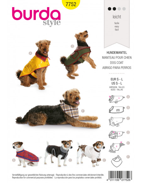 Patron Burda 7752 Idée Creative Manteau pour chien