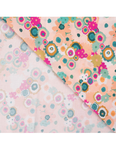 Popeline de coton, impression digitale, fleurs orange