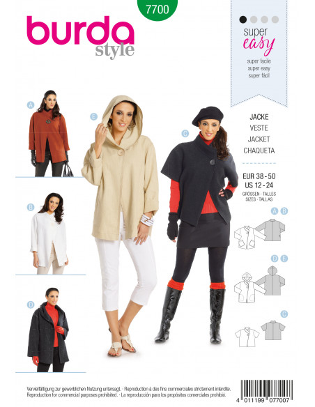 Patron Burda 7700 Veste