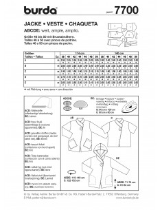 Patron Burda 7700 Veste 2
