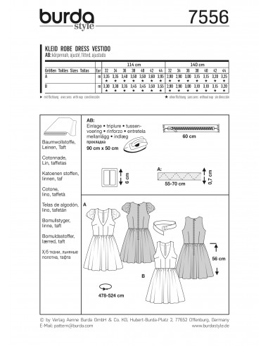 Patron Burda 7556 Robe