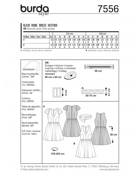 Patron Burda 7556 Robe