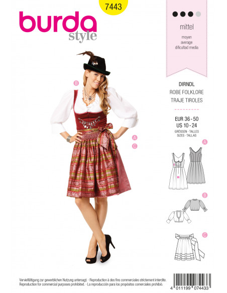 Patron Burda 7443 Robe