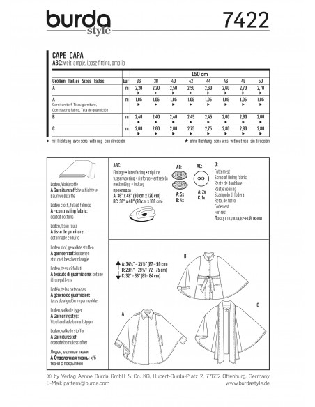 Patron Burda 7422 Cape