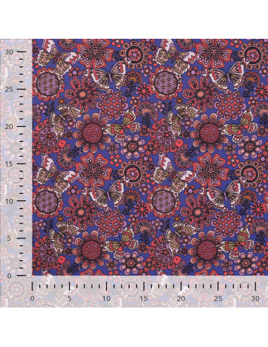 Popeline de coton, impression digitale, papillons