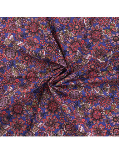 Popeline de coton, impression digitale, papillons