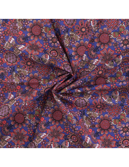 Popeline de coton, impression digitale, papillons