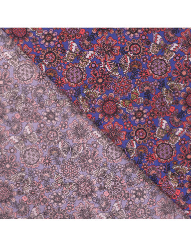 Popeline de coton, impression digitale, papillons