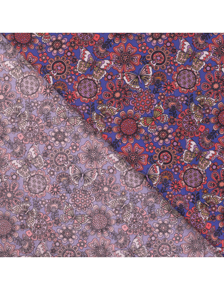 Popeline de coton, impression digitale, papillons