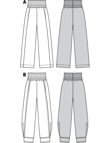 Patron Burda 7400 - Pantalon Large Femme sur bande élastique du 36 au 62 (FR)